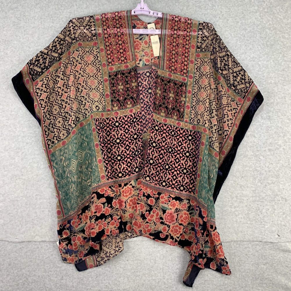 Anthropologie Akemi & Kin Kimono Wrap Lightweight Summer Patchwork Velvet